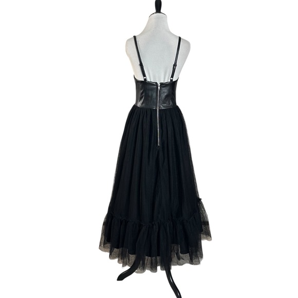 Hutch Faux Leather & Tulle Midi Dress Black Size 2 NWT Ballerina WhimsiGoth Punk - Picture 8 of 17